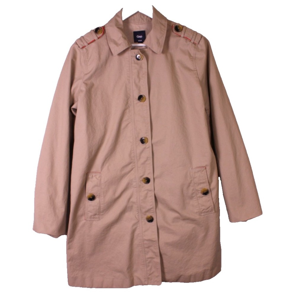 Gap Outlet Trench Coat Size M Single Breasted Light Tan Cotton Button Jacket